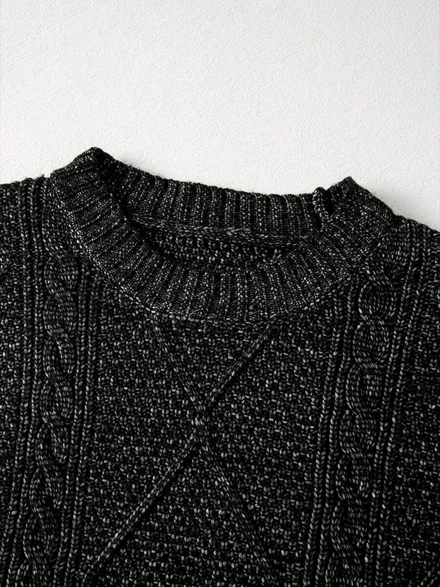 Cosima Oversized Textured Knit Drop Shoulder Sweater Dress - Apricot