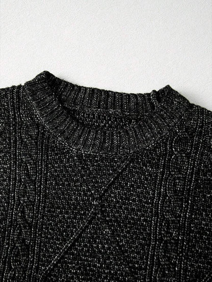 Cosima Oversized Textured Knit Drop Shoulder Sweater Dress - Apricot