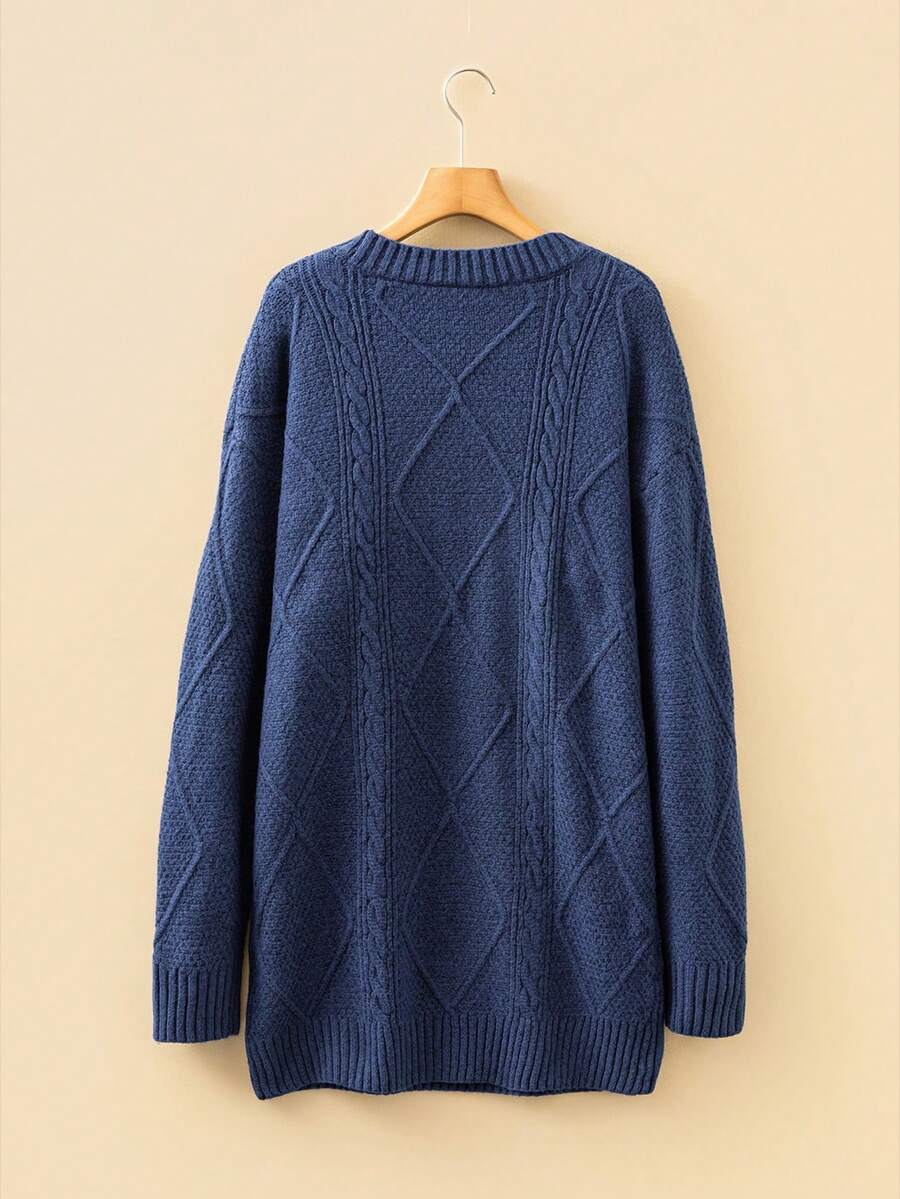 Cosima Oversized Textured Knit Drop Shoulder Sweater Dress - Apricot