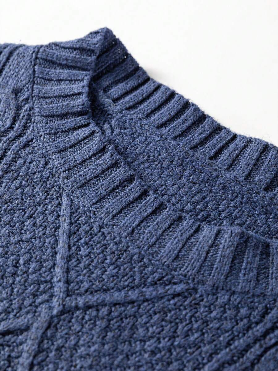 Cosima Oversized Textured Knit Drop Shoulder Sweater Dress - Apricot