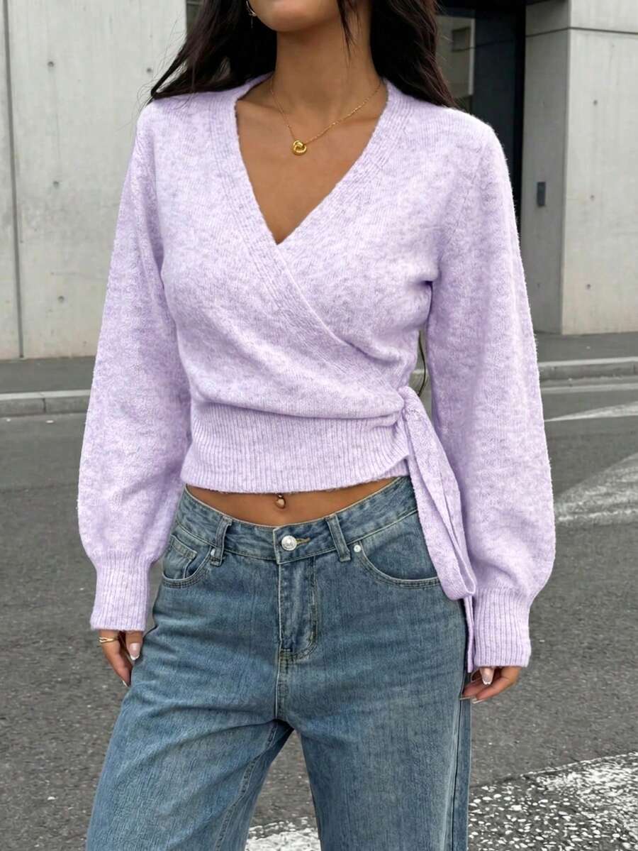 Salzburg Wrap Tie Waist Knit Cardigan Sweater