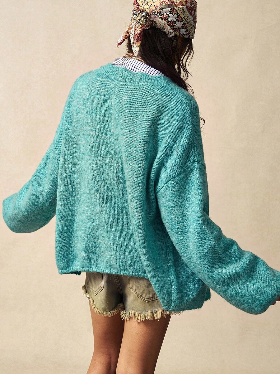 Megeve Oversized Fuzzy Knit Button Front Cardigan