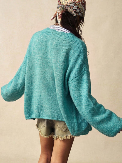 Megeve Oversized Fuzzy Knit Button Front Cardigan