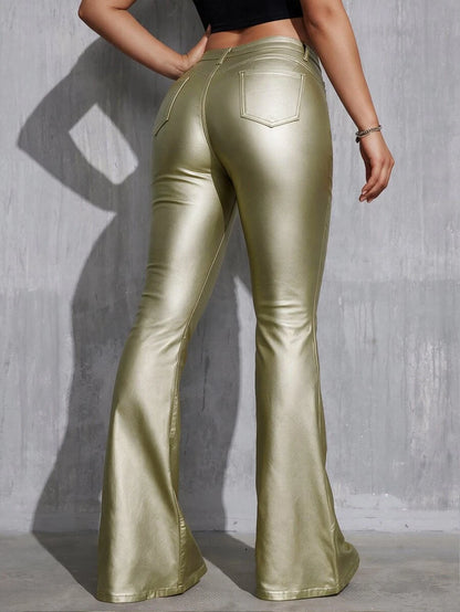 Canmore Coated Faux Leather Flare Pants for Tall Women