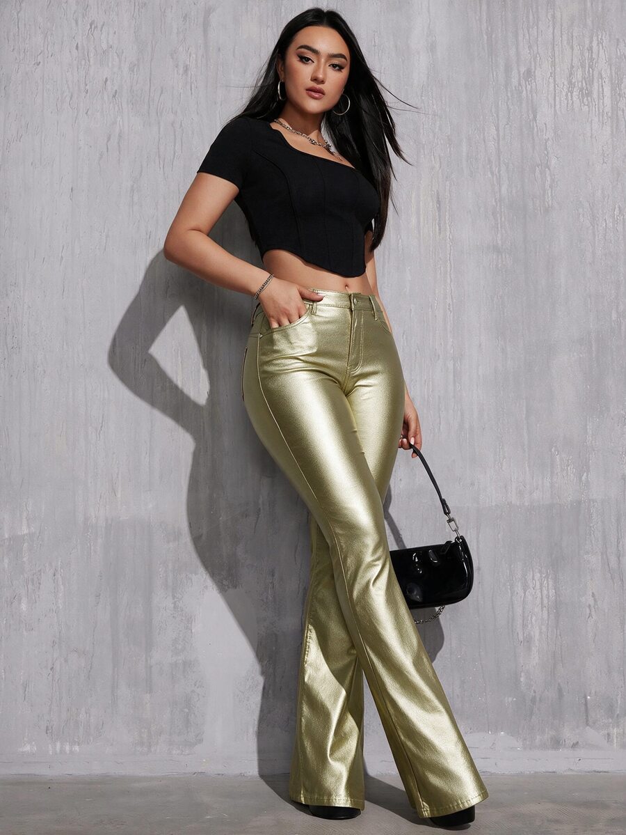 Canmore Coated Faux Leather Flare Pants for Tall Women