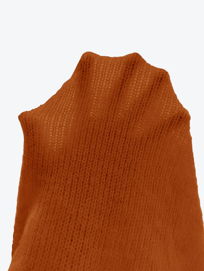 Viola Relaxed Mock Neck Sweater with Drop Shoulders - Burnt Orange