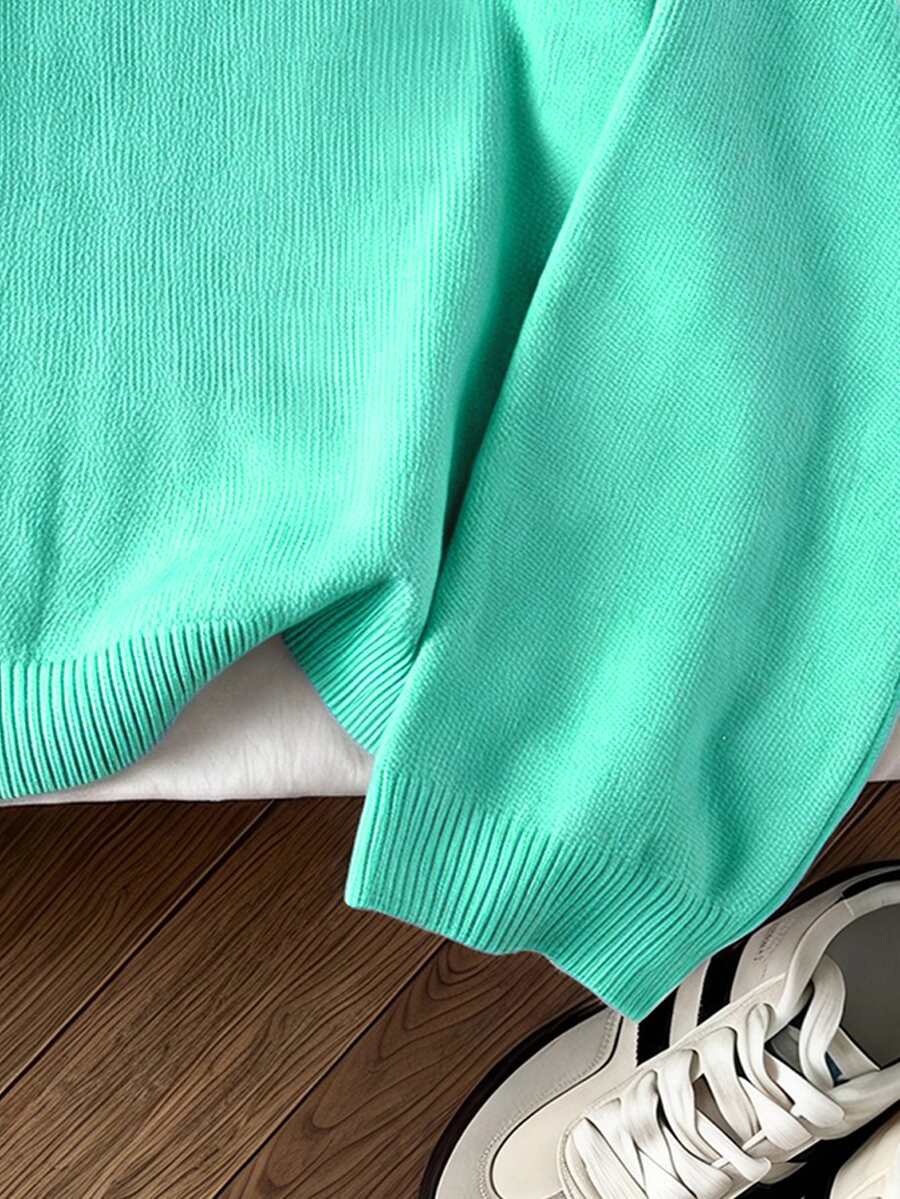 Women's Oversized Crew Neck Pullover Sweater, Relaxed Knit Sweater for Fall Winter - Green