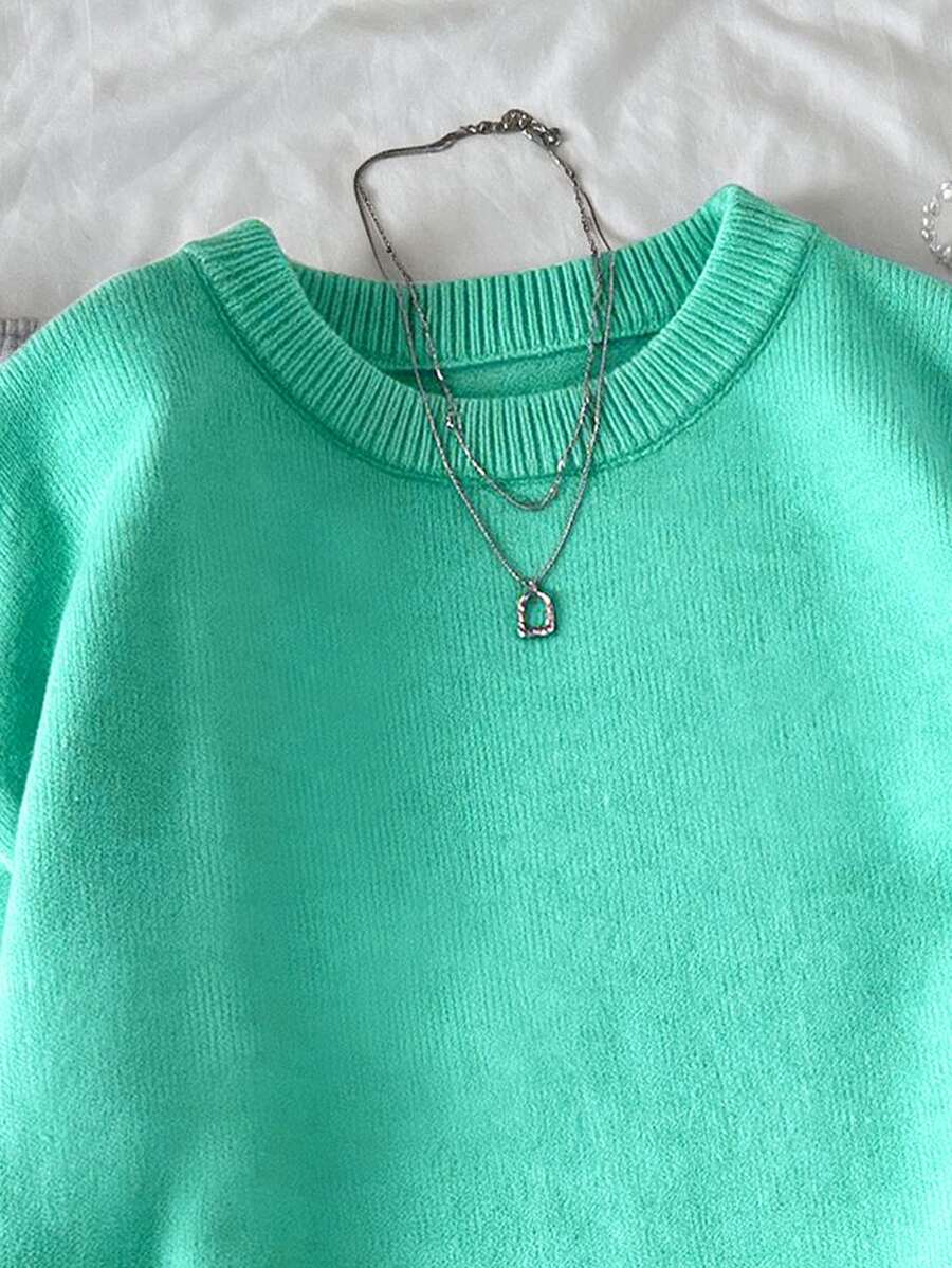 Women's Oversized Crew Neck Pullover Sweater, Relaxed Knit Sweater for Fall Winter - Royal Blue