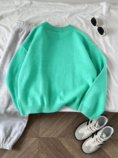 Women's Oversized Crew Neck Pullover Sweater, Relaxed Knit Sweater for Fall Winter - Camel