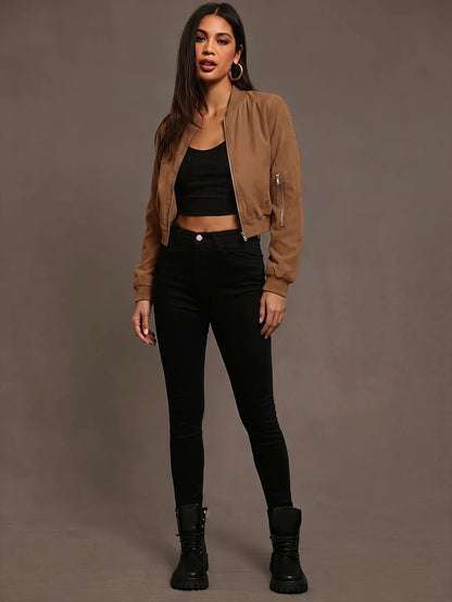 Steamboat Zip Up Bomber Jacket with Ribbed Trim