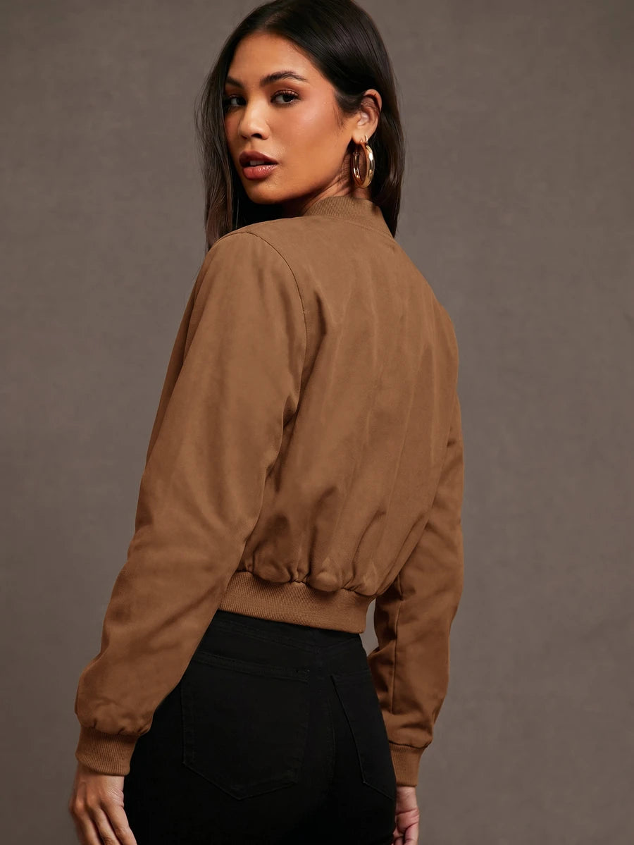 Steamboat Zip Up Bomber Jacket with Ribbed Trim