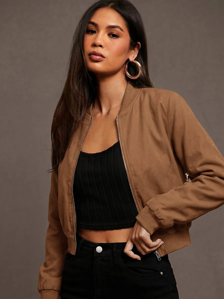 Steamboat Zip Up Bomber Jacket with Ribbed Trim