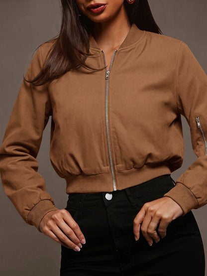 Steamboat Zip Up Bomber Jacket with Ribbed Trim