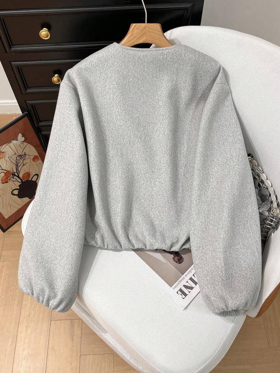 Lillehammer Wool Look Zip Up Cropped Bomber Jacket
