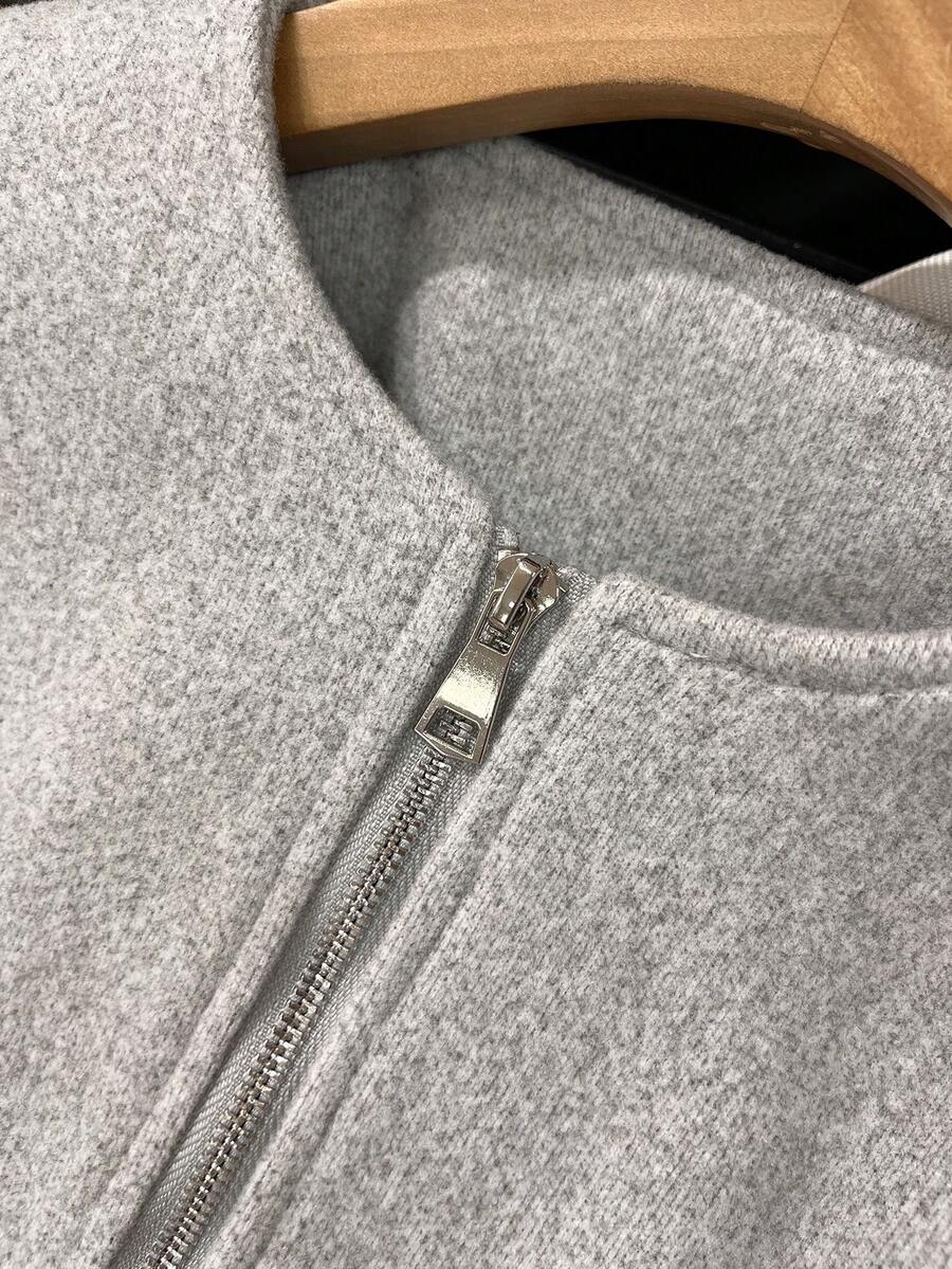 Lillehammer Wool Look Zip Up Cropped Bomber Jacket