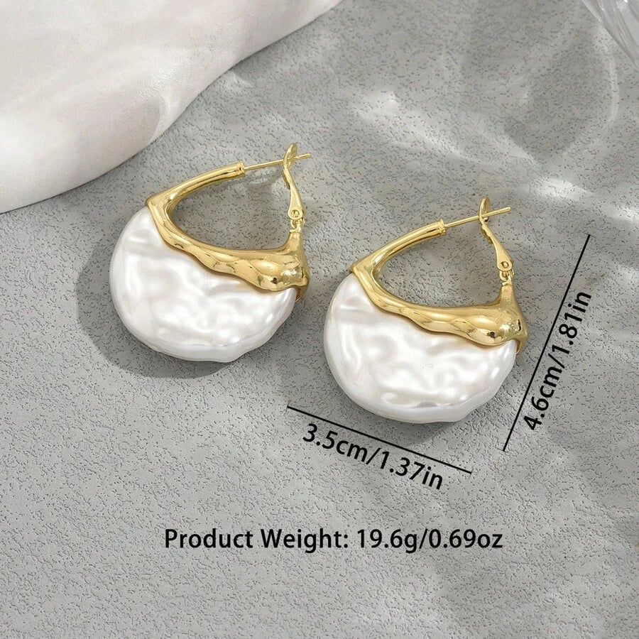 Women's Asymmetrical Gold Drop Earrings, Wavy Metal Hook Statement Earrings, Minimalist Everyday Jewelry