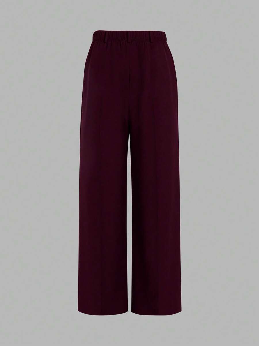 Marcella Tailored High Waist Straight Leg Trousers - Wine Red