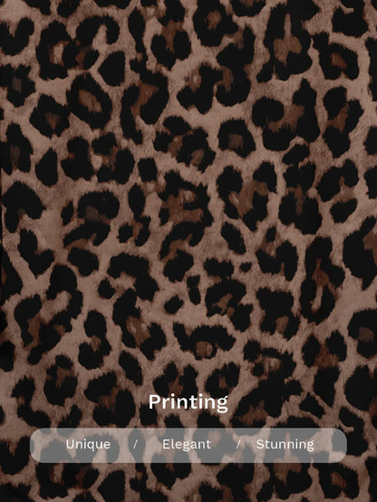 Nell Long Sleeve Blouse with Split V Neck and Lantern Sleeves - Leopard