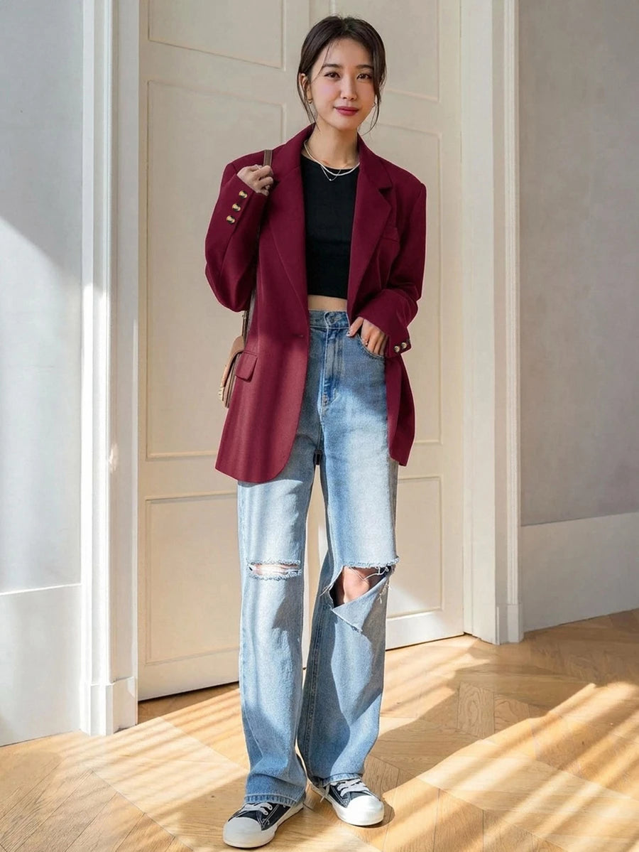 Pimlico Oversized Single Button Notch Lapel Blazer