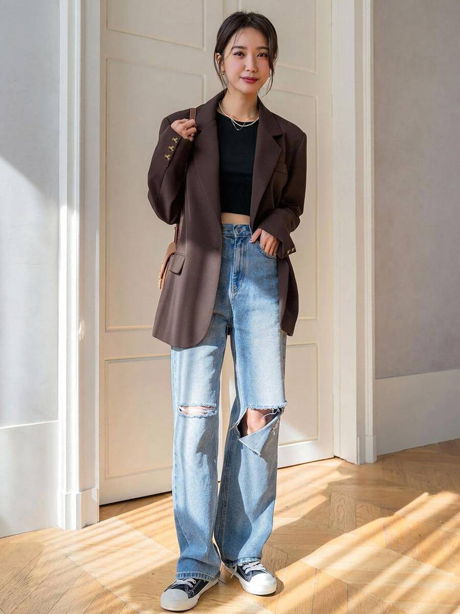 Pimlico Oversized Single Button Notch Lapel Blazer