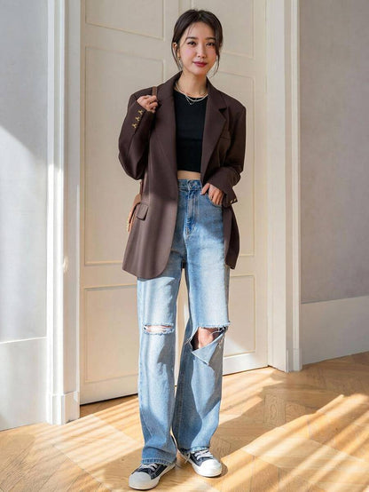 Pimlico Oversized Single Button Notch Lapel Blazer