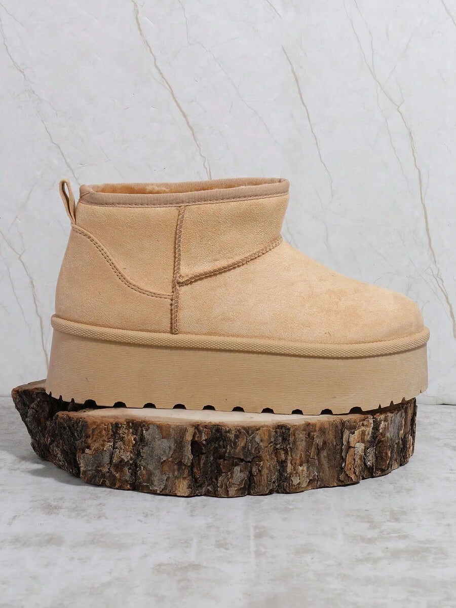 SHUZIA Women's Versatile Faux Suede Slip On Lug Sole Ankle Booties For Warm Mensa