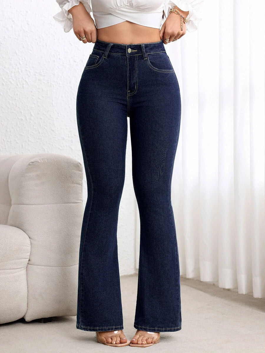 Zakopane High Waist Stretch Flare Jeans - Blue