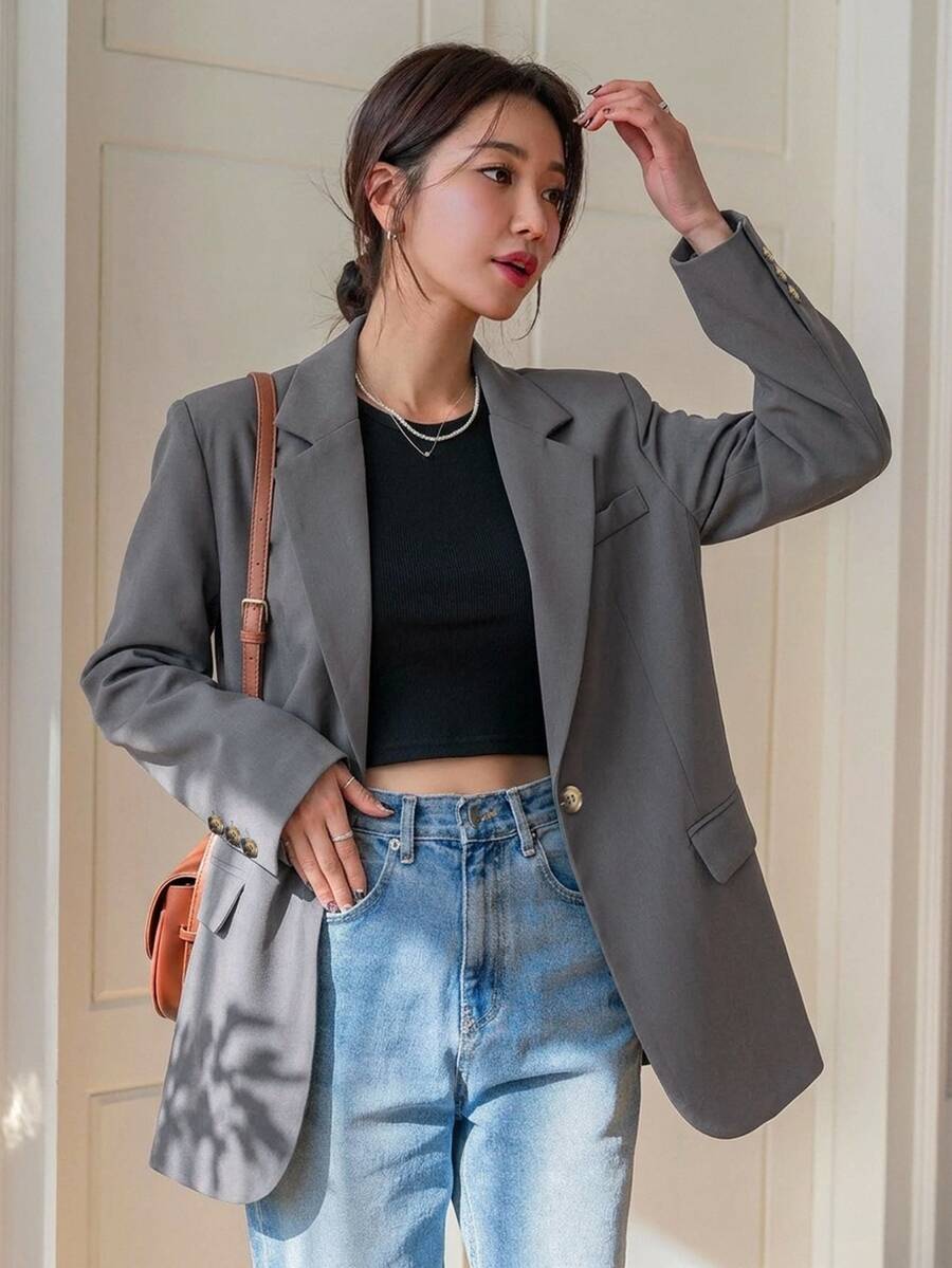 Pimlico Oversized Single Button Notch Lapel Blazer