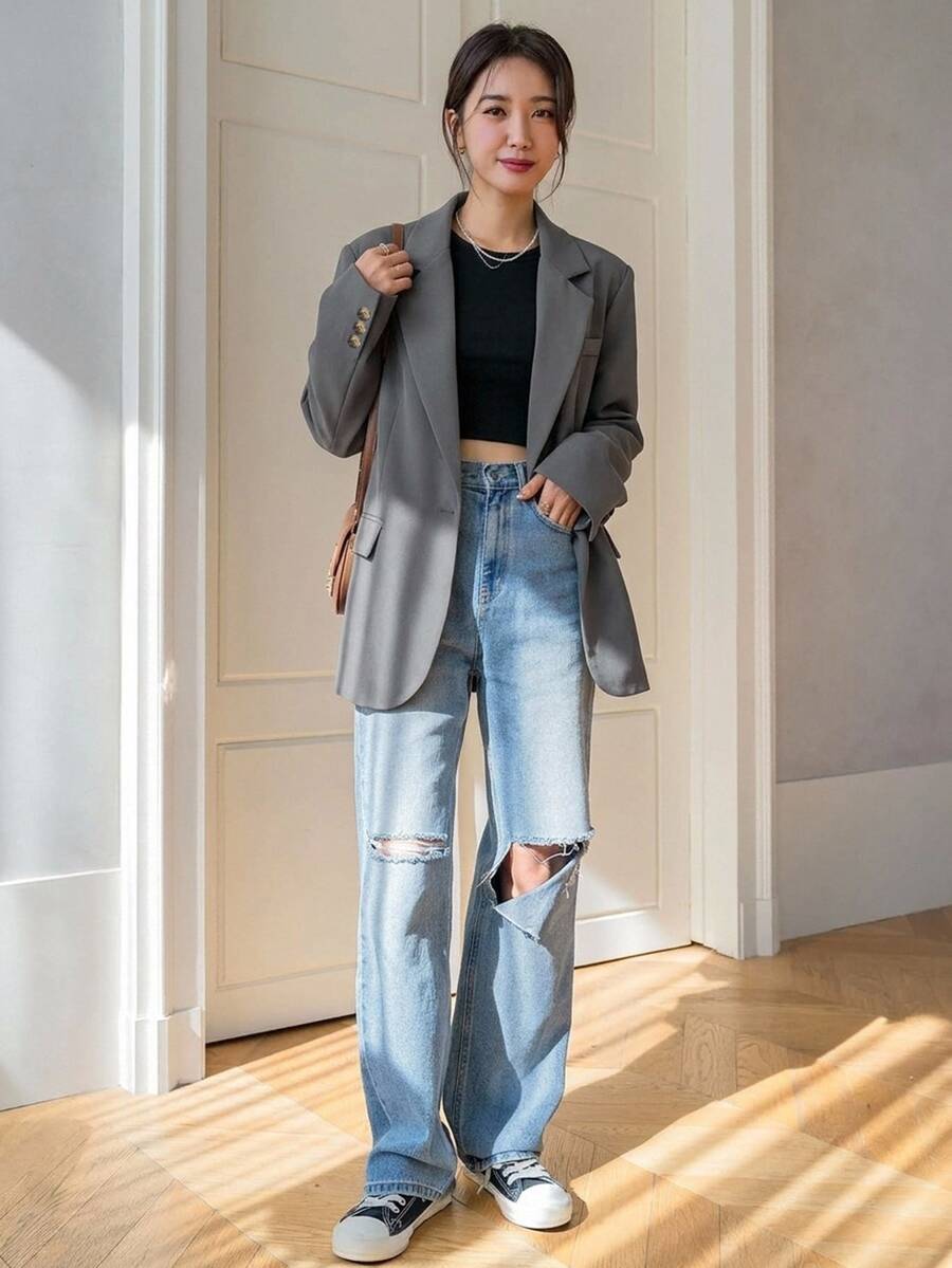 Pimlico Oversized Single Button Notch Lapel Blazer
