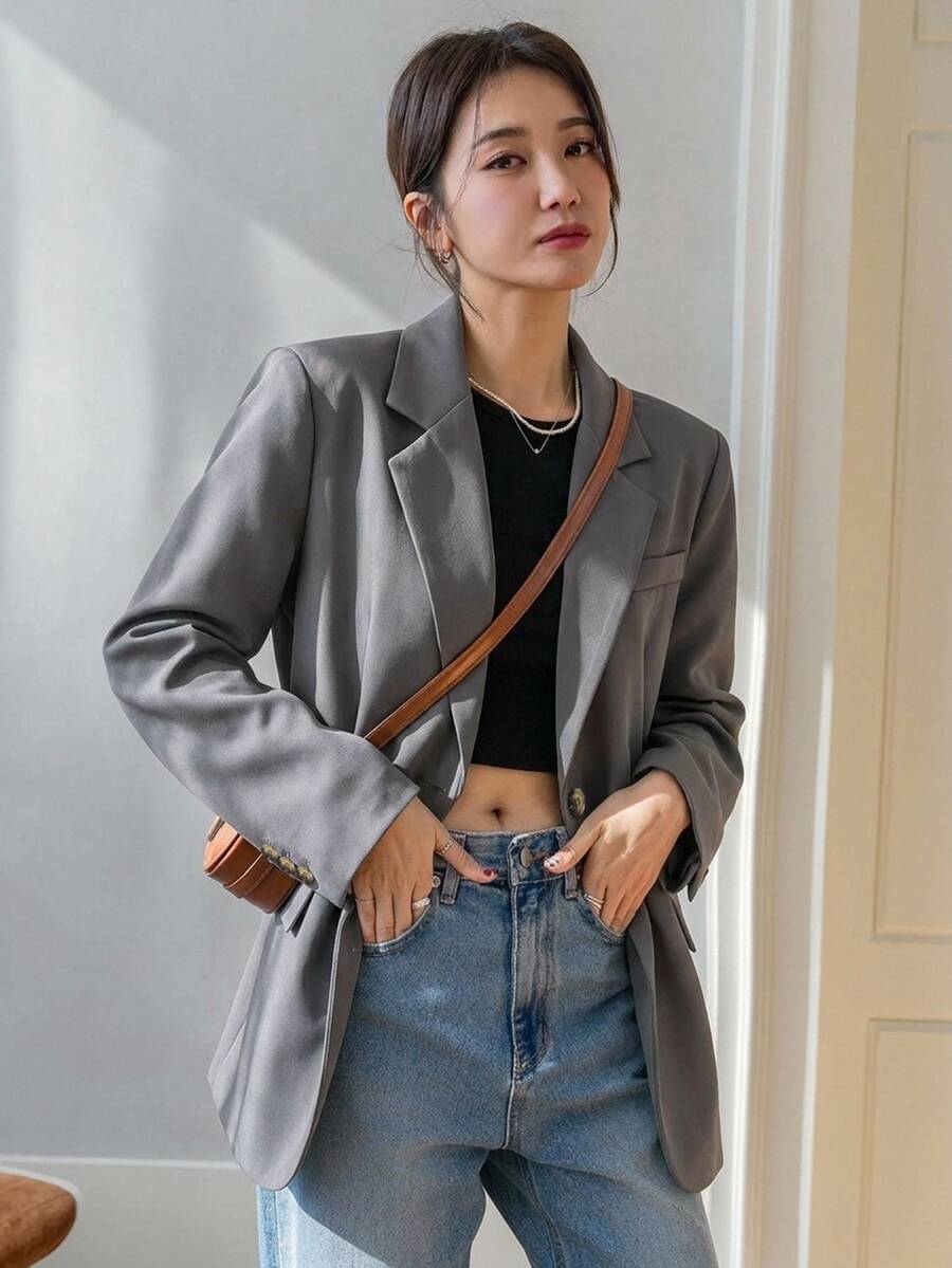 Pimlico Oversized Single Button Notch Lapel Blazer