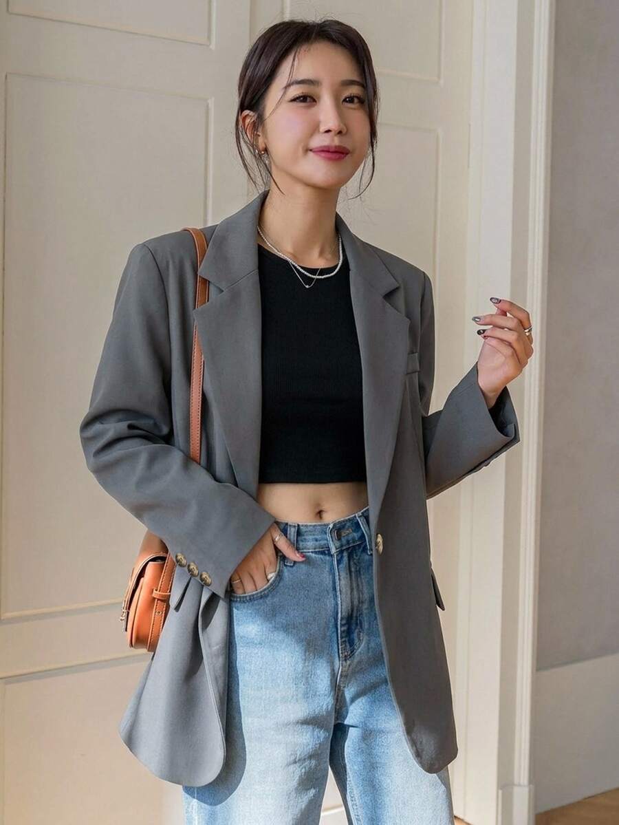 Pimlico Oversized Single Button Notch Lapel Blazer