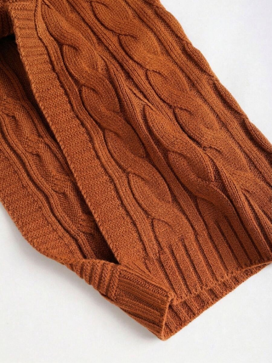 Women's Cable Knit Cropped Sweater and Slip Dress Set, Two Piece Knit Outfit for Fall - Red