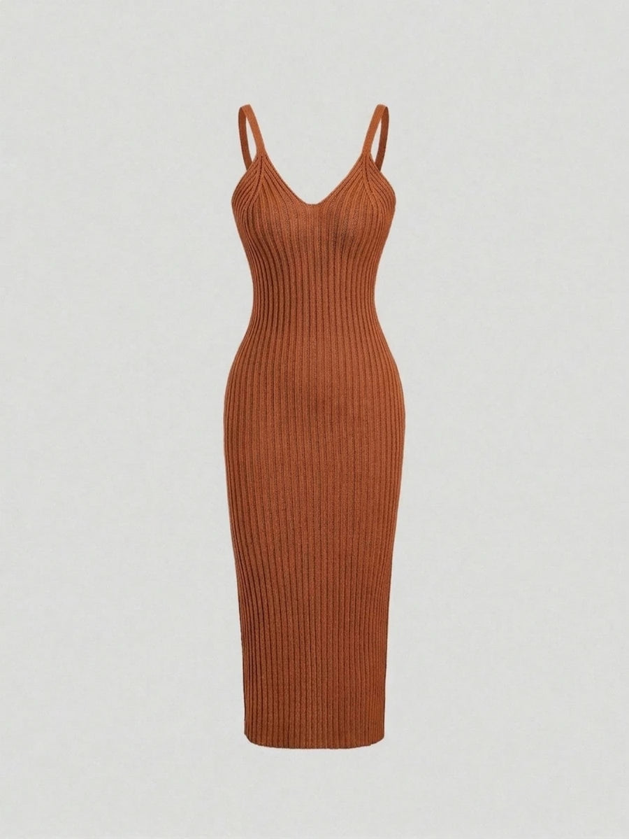 Women's Cable Knit Cropped Sweater and Slip Dress Set, Two Piece Knit Outfit for Fall - Coffee Brown