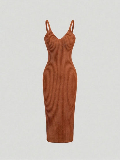 Women's Cable Knit Cropped Sweater and Slip Dress Set, Two Piece Knit Outfit for Fall - Coffee Brown