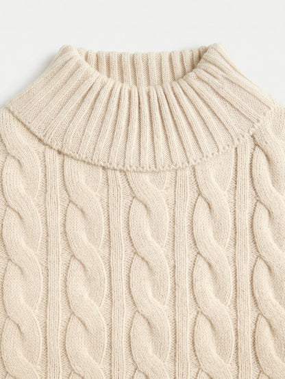 Women's Cable Knit Cropped Sweater and Slip Dress Set, Two Piece Knit Outfit for Fall - Coffee Brown
