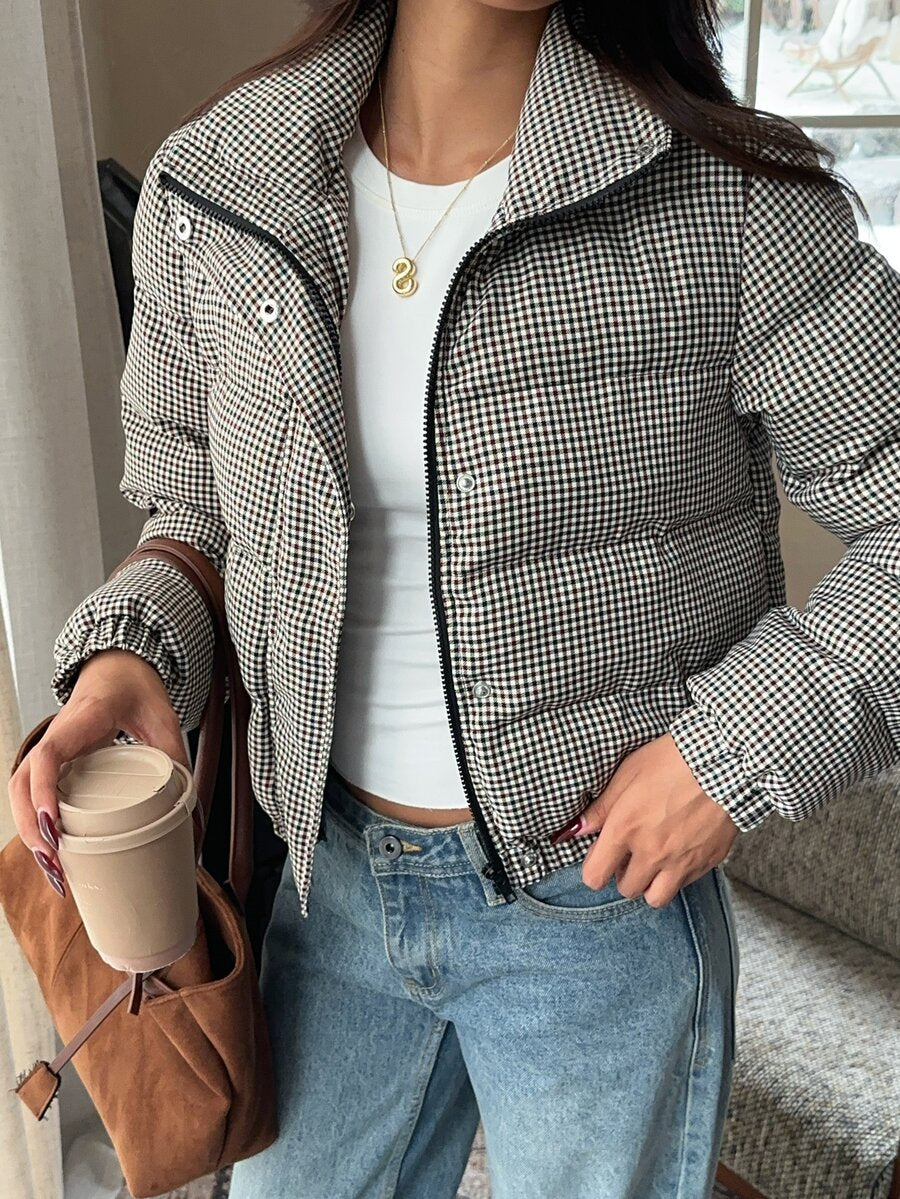 Glasgow Cropped Quilted Puffer Jacket with Funnel Neck