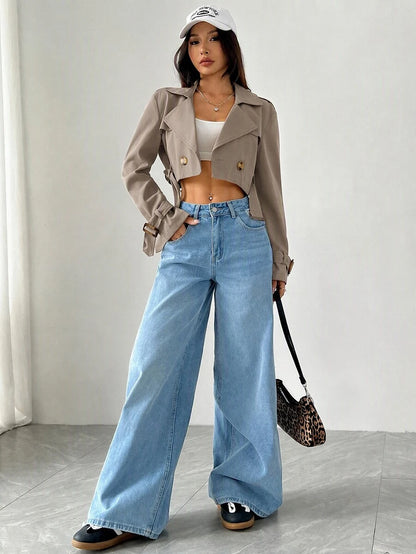 Dublin Cropped Double Breasted Trench Jacket with Belt