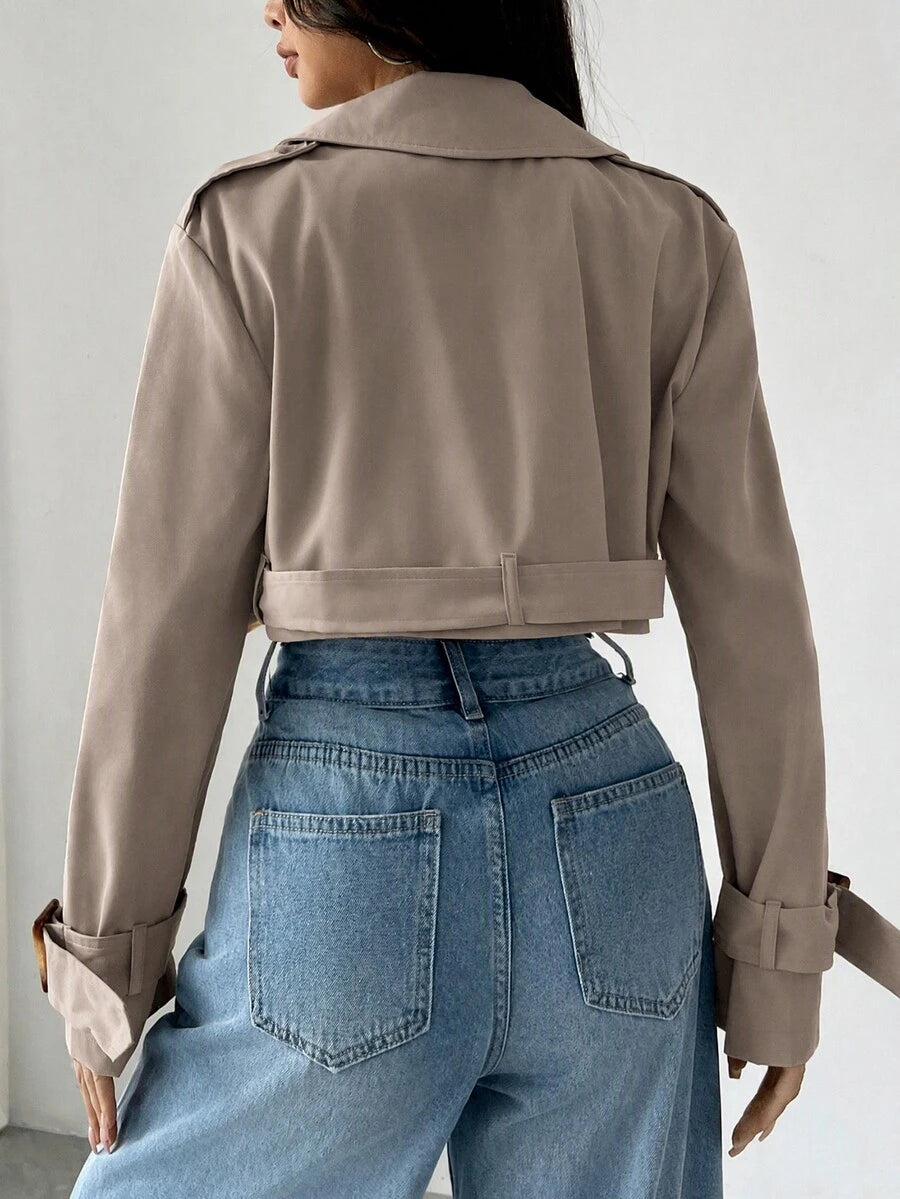 Dublin Cropped Double Breasted Trench Jacket with Belt