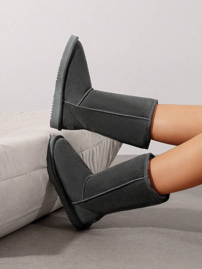 Women's Mid Calf Winter Snow Boots Mid-Low Heel Flat Bottom Non-Slip Wear-Resistant Boots,Suede Warm Winter Casual Outdoor Christmas Festival Boot Mensa