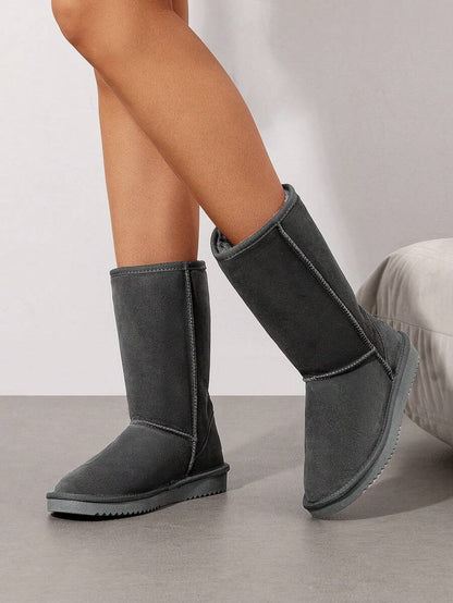 Women's Mid Calf Winter Snow Boots Mid-Low Heel Flat Bottom Non-Slip Wear-Resistant Boots,Suede Warm Winter Casual Outdoor Christmas Festival Boot Mensa
