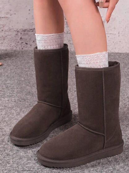 Women's Mid Calf Winter Snow Boots Mid-Low Heel Flat Bottom Non-Slip Wear-Resistant Boots,Suede Warm Winter Casual Outdoor Christmas Festival Boot Mensa