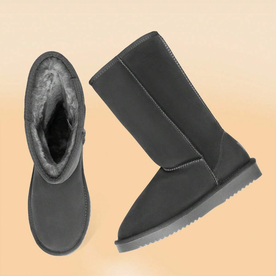 Women's Mid Calf Winter Snow Boots Mid-Low Heel Flat Bottom Non-Slip Wear-Resistant Boots,Suede Warm Winter Casual Outdoor Christmas Festival Boot Mensa