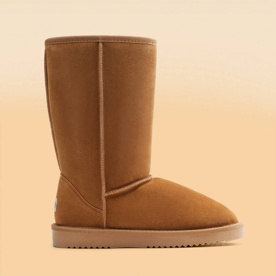 Women's Mid Calf Winter Snow Boots Mid-Low Heel Flat Bottom Non-Slip Wear-Resistant Boots,Suede Warm Winter Casual Outdoor Christmas Festival Boot Mensa