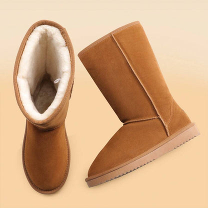 Women's Mid Calf Winter Snow Boots Mid-Low Heel Flat Bottom Non-Slip Wear-Resistant Boots,Suede Warm Winter Casual Outdoor Christmas Festival Boot Mensa