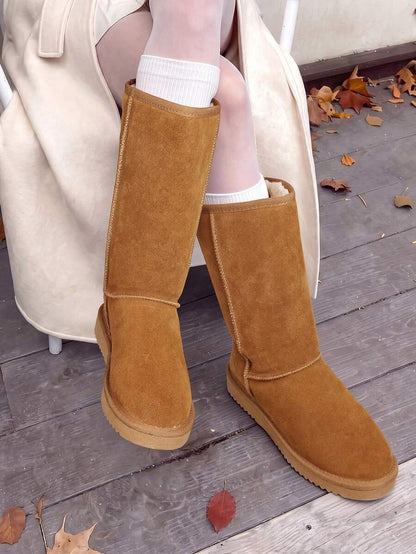 Women's Mid Calf Winter Snow Boots Mid-Low Heel Flat Bottom Non-Slip Wear-Resistant Boots,Suede Warm Winter Casual Outdoor Christmas Festival Boot Mensa