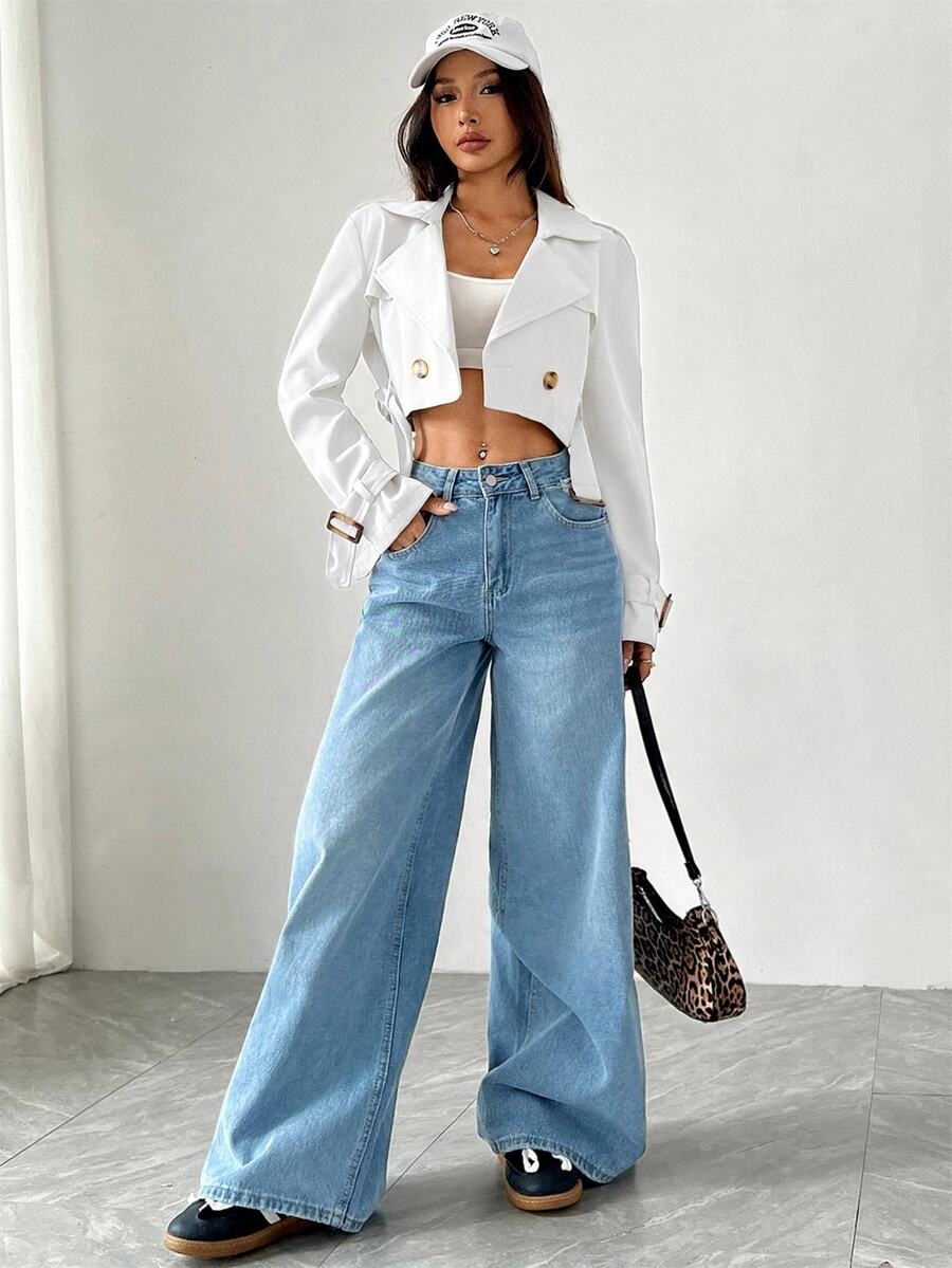 Dublin Cropped Double Breasted Trench Jacket with Belt