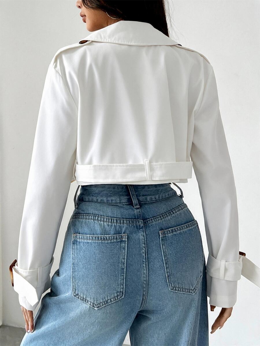Dublin Cropped Double Breasted Trench Jacket with Belt