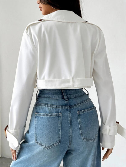 Dublin Cropped Double Breasted Trench Jacket with Belt