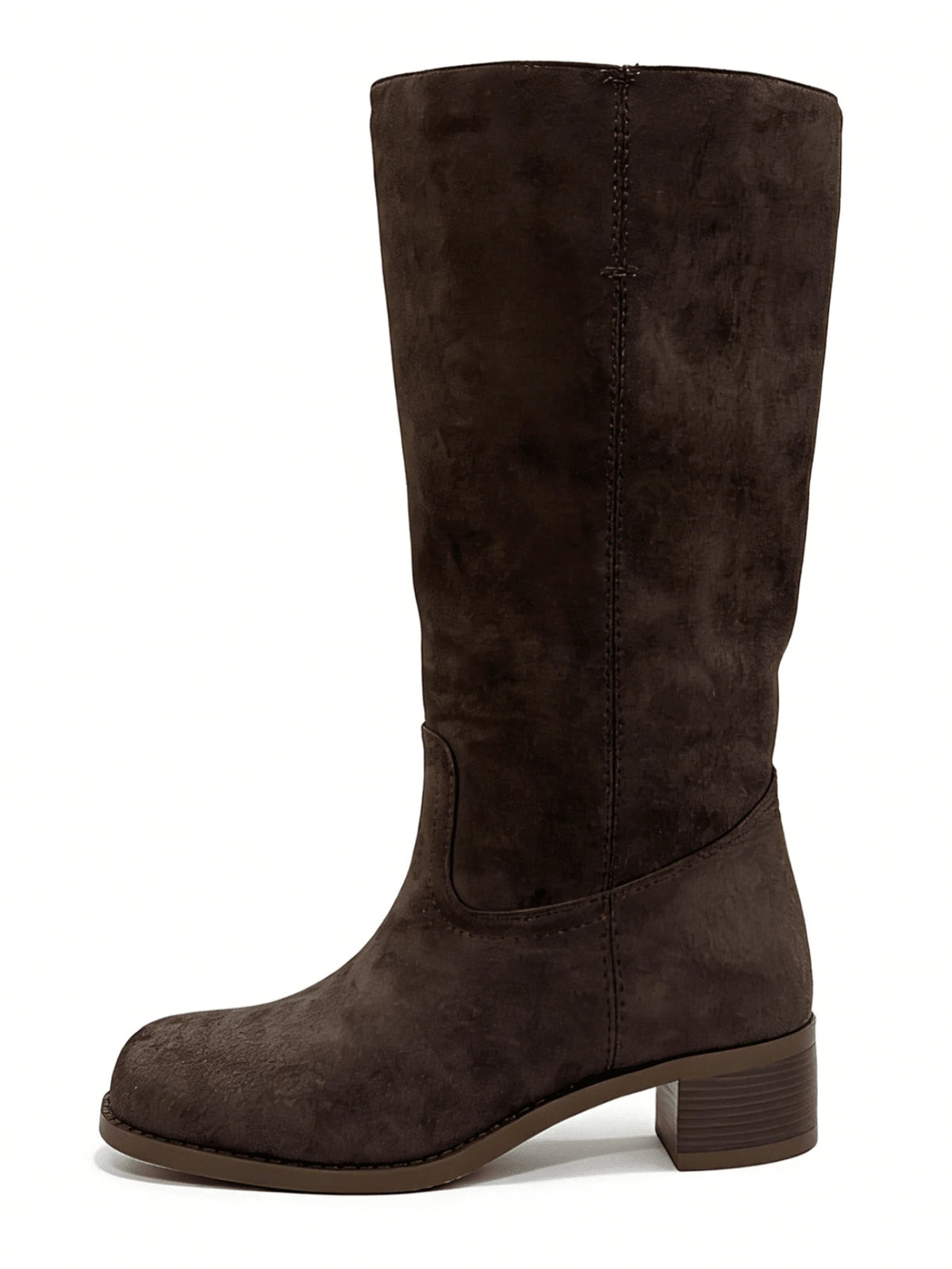 Knee High Boots For Woman Square Toe Fall Wide Calf Pull On Chunky Block Heeled Boots Riding Boots Autumn Casual Comfortable Block Heels For Women Mensa