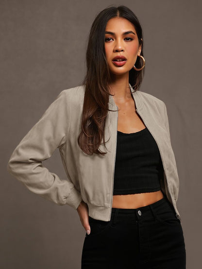 Steamboat Zip Up Bomber Jacket with Ribbed Trim